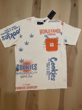 “Cookies” Cream Graphic Tee with Orange Pocket